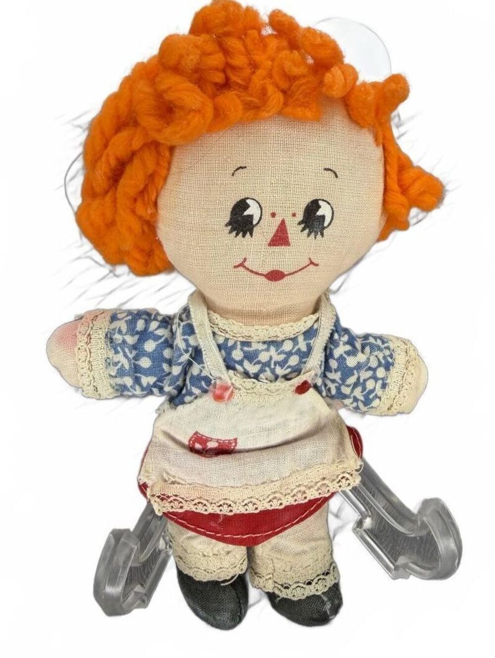 50's VTG Raggedy Ann Style Cloth Doll Handmade 6: Knickerbocker Yarn Hair Doll
